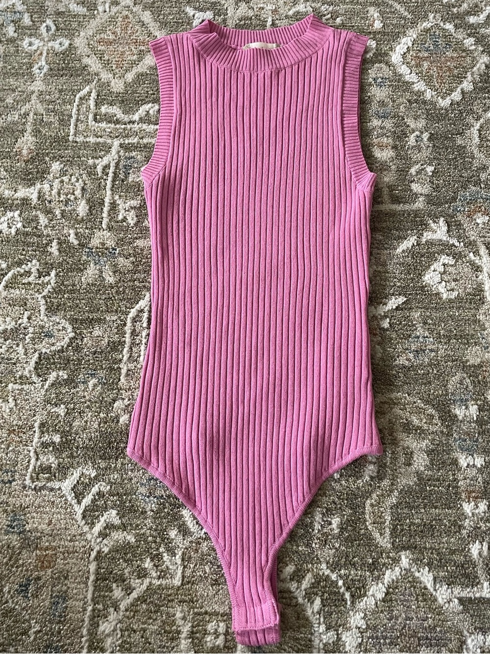 Altar'd State Pink Ribbed Sleeveless Bodysuit